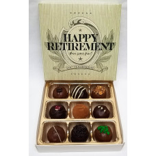 HAPPY RETIREMENT  chocolate truffles / hand dipped  (Gift of 9)